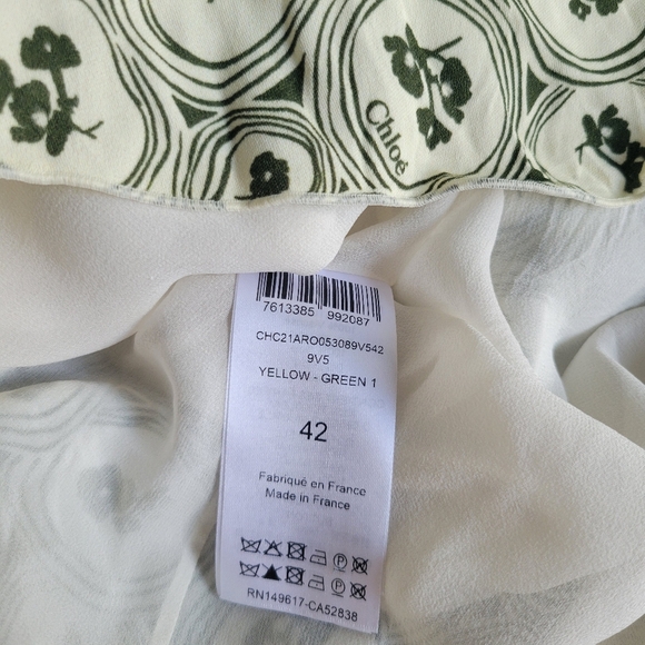 Chloe Pintucked Crepe Psychedelic Flower Print Shift Dress Size 42 - Picture 9 of 13